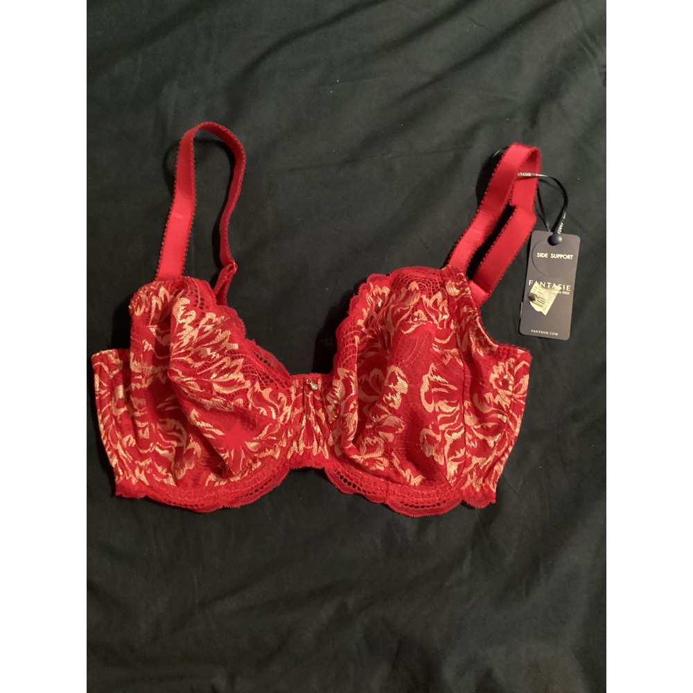 Fantasie Emmaline Side Support Bra Cerise Red Floral Lace 30G UK 30I US FL102701